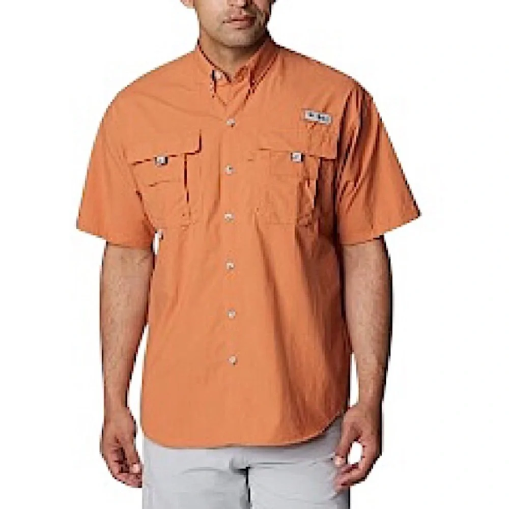 Columbia PFG Bahama II Men's Short Sleeved OmniShade UPF30 Burned Orange Shirt L